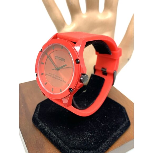 SPGBK Men's Watch 1800 Foxfire Quartz Red Dial Rubber Strap 42mm - Picture 2 of 12